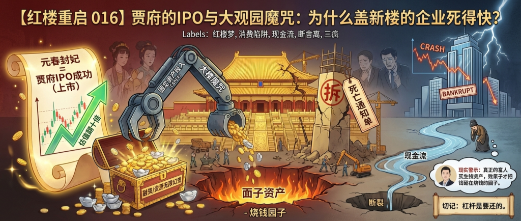 【红楼重启 016】贾府的IPO与大观园魔咒：为什么盖新楼的企业死得快？