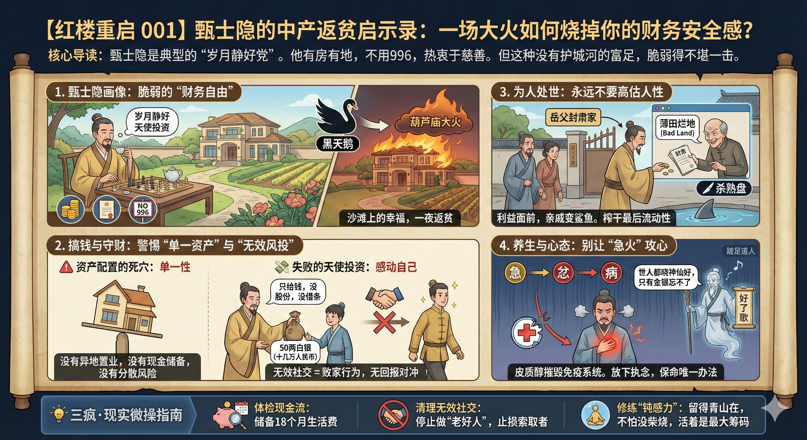 【红楼重启 001】甄士隐的中产返贫启示录：一场大火如何烧掉你的财务安全感？